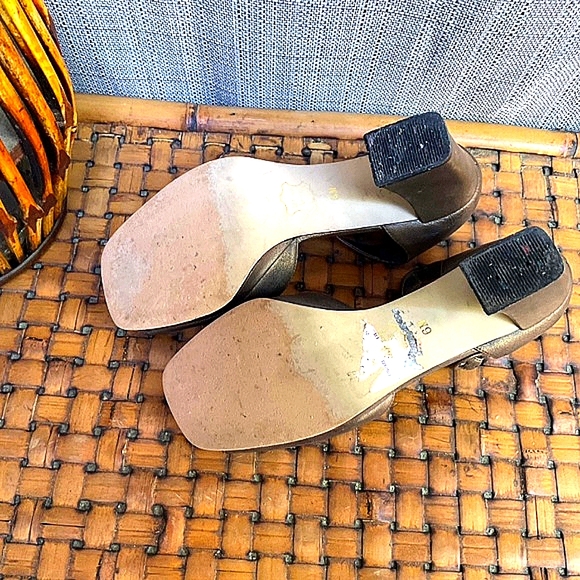 Vintage 90s GunMetal Open Toe Shoe - Picture 5 of 6